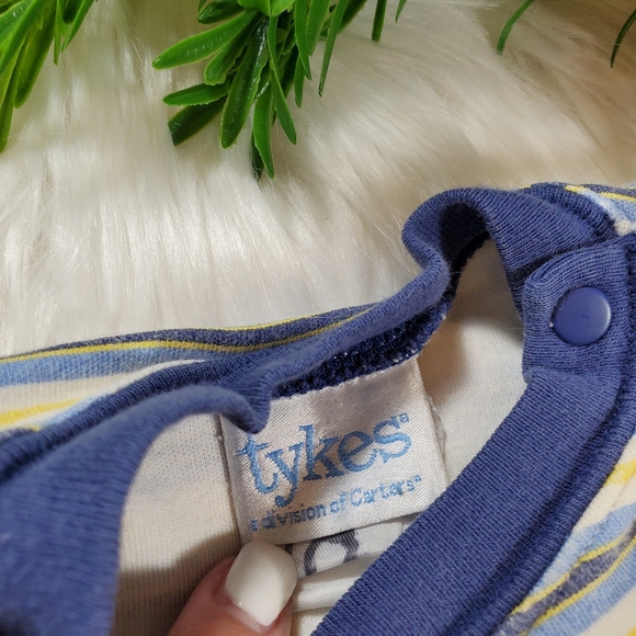 🌿5/$25 Tykes Blue Stripe Romper | s 3-6m - Picture 6 of 6